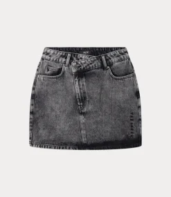 Alix the Label Asymetric denim mini skirt charcoal grey 2407232684-917
