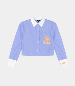 Alix the Label Cropped stripe blouse soft blue 2503922039-190