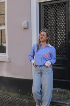 Alix the Label Cropped stripe blouse soft blue 2503922039-190