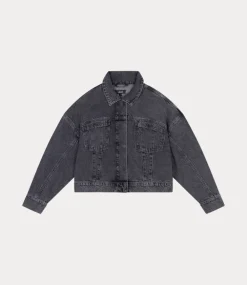 Alix the Label Cropped tape denim jacket grey washed 2502432034-918