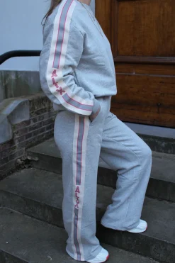 Alix the Label Side tape wide leg sweat pant soft grey melange 2502137095-880