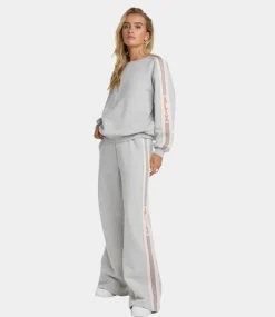 Alix the Label Side tape wide leg sweat pant soft grey melange 2502137095-880