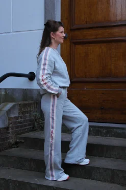 Alix the Label Stripe tape sweater soft grey melange 2502837097-880