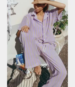 Bongusta Naram pants lilac neon yellow BON70-LILAC