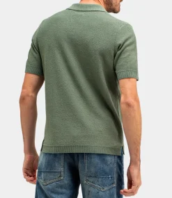 Butcher of Blue Boucle Knit Polo Jade Green M2516018-792