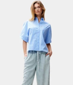 Catwalk Junkie Short sleeve blouse with graphic Blue 2502021603-300