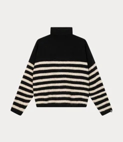 10Days coll sweater knit stripes black/light latte 20-605-4204-3064