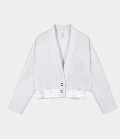 10Days Cropped cardigan neoprene white melee 20-855-5201-4029