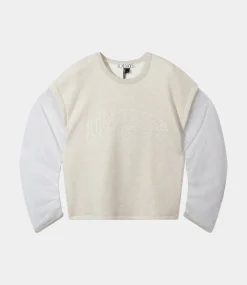 10Days Cropped statement sweater tulle soft white melee 20-822-5201-4000