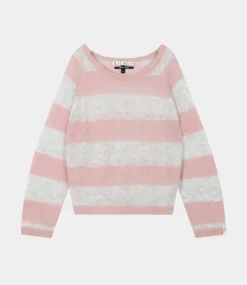 10Days Thin knit sweater dark raspberry/white grey melee 20-610-5202-3068