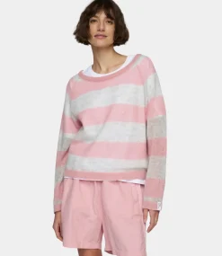 10Days Thin knit sweater dark raspberry/white grey melee 20-610-5202-3068