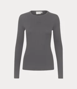 Gestuz Drew ls logo top gray pinstripe 10909431-190203