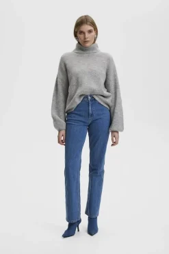 Gestuz Alpha ls rollneck light grey melange