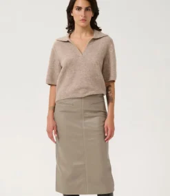 Gestuz GZalpha ss polo pullover Warm Sand Melange 10910035-1512141