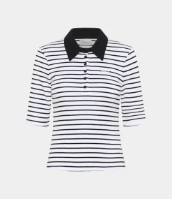 Gestuz Gzdrew polo stripe bright white black 10910729-108594