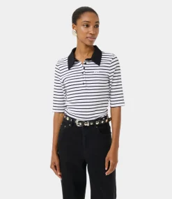 Gestuz Gzdrew polo stripe bright white black 10910729-108594