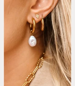 Label Kiki Big pearl hoop gold KEX0241-GOLD