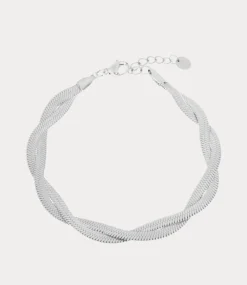 Label Kiki Braided snake bracelet silver KSA1472-SILVER