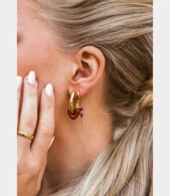 Label Kiki Chain ruby hoop gold KSH2311-GOLD