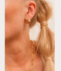 Label Kiki Double stripe hoop gold KSH2901-GOLD