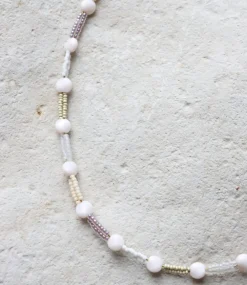 Label Kiki Double white necklace gold KSK1751-GOLD