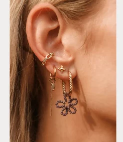 Label Kiki Label Kiki Flower beads purple hoop gold KSH2491-GOLD