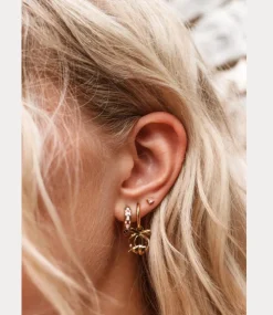 Label Kiki Pink flower hoop gold KSH2911-GOLD