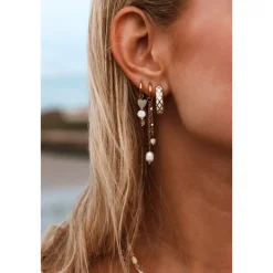 Label Kiki White cross hoop gold KSH2021-GOLD