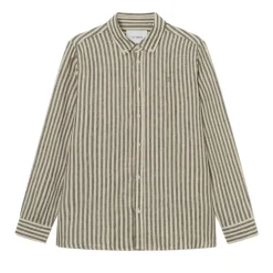 Les Deux kristian linen b.d. shirt olive night/ivory LDM410150-522215