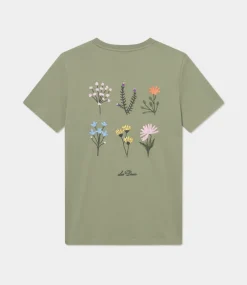 Les Deux wild flower t-shirt oil green 1000218-517