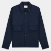 Olaf bonded pocket overshirt ls navy M200306-NAVY