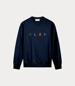 Olaf Olaf saSans embro crewneck navy M200204-NAVY