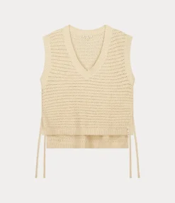 Olaf Open knit vest off-white W200702-OFF-WHITE