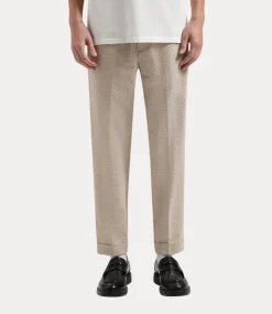 Olaf Seersucker slim pants cement M170408-CEMENT