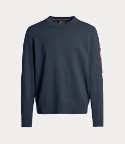 Parajumpers Man crew neck sweater blue navy 25SMPMKNRK01-0316