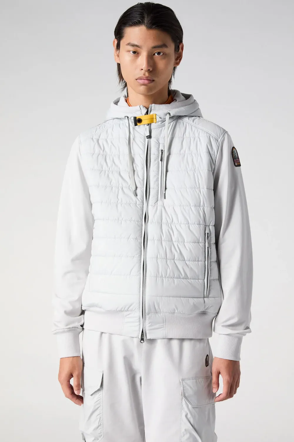 Parajumpers Mn fleece/nylon hooded jacket ghiaccio 25SMPMHYFP01-0324