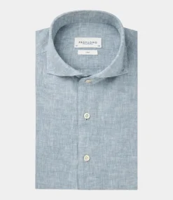 Profuomo Shirt l/s mid blue PPWH10020C-BLUE