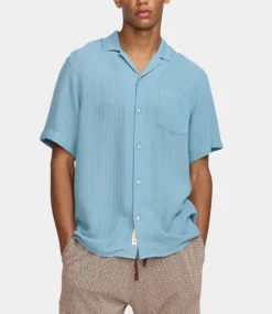 Revolution Short-sleeved cuban shirt blue 3163-BLUE