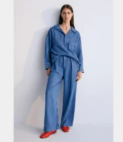 The New Society Micenas pant mid blue denim S25WPA14C6