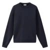 Woolrich Logo script crew melton blue CFWOSW0225MRUT3684-3989