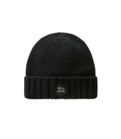 Woolrich Merino wool logo beanie black